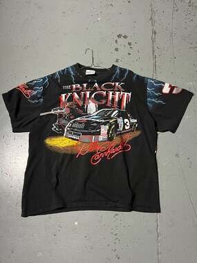 Vintage Dale Earnhardt The Black Knight AOP Shirt XL NASCAR 1990s All Over Print